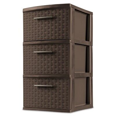 Plastic 3 Drawer Dresser Storage Organizer Chest Dorm Portable Storage Brown