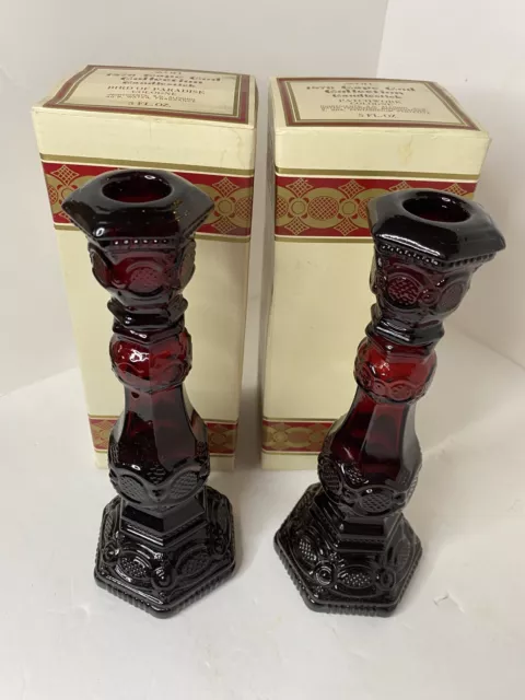 Set of 2 AVON 1876 Cape Cod Collection Candlestick Holders 8.5” Cologne Decanter