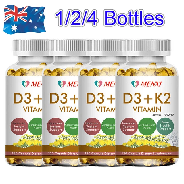 Vitamin D3 10000IU and K2 MK-7 250mcg - 120 Capsules - Immune Support Wellness