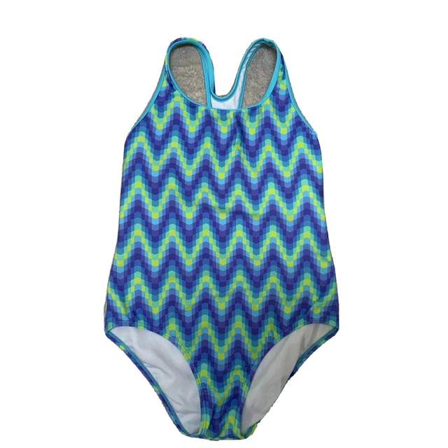 Speedo Girls One Piece Swimsuit  Multicolour Swimwear Size 14 Bikini Racer Back