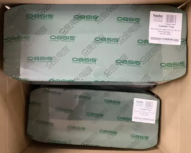 2 x Oasis® 45cm Casket Tray with Floral Foam WET Green NaylorBase Funeral Spray