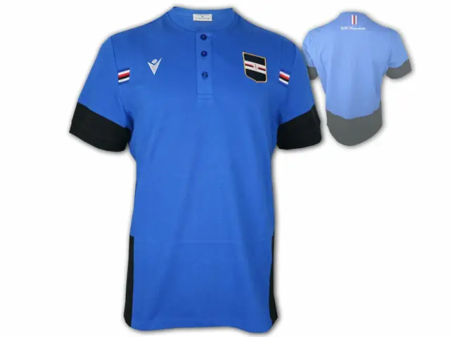 Macron Sampdoria Genua Travel Polo blau U.C.Sampdoria Poloshirt Fan Jersey S-3XL