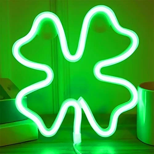 Shamrock Lights LED Neon Signs for Wall Decor, St Patricks Day Decor Clover