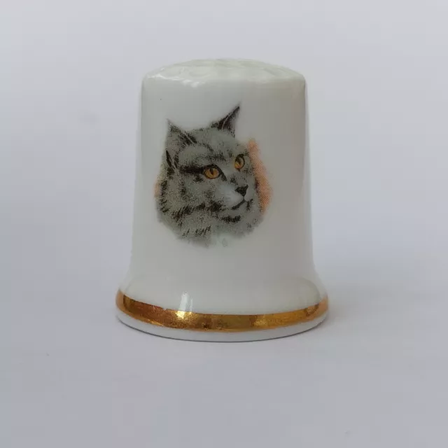 Vintage decorative porcelain thimble, cat, POLLY-ANNA fine bone china, England