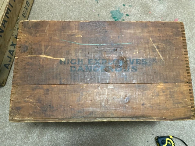 Vintage Danger High Explosives Wood Box Crate Trojan Brand Powder Co. Allentown