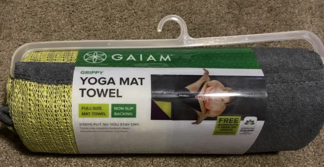 Gaiam Mat Towel Yoga Super-Absorbent and Fast-Drying Gray 24 x 68 in FREE  SHIP