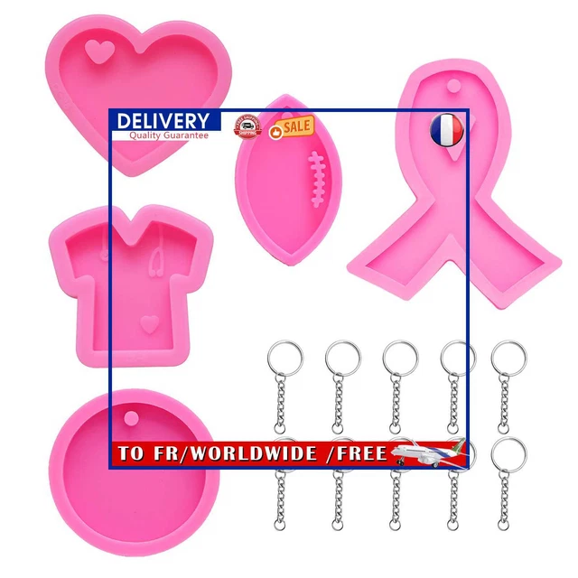 Resin Molds 5pcs Silicone Epoxy Casting Mould for DIY Keychain / Jewelry Making