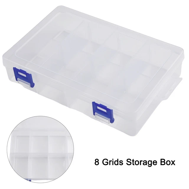 STORAGE BOX CONTAINER Organizer Boxes Plastic 8 Grids Adjustable