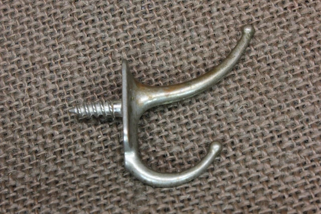Old Lavatory Coat Hook Nickel Brass Bath Room Tiny & Delicate Vintage 1900’s