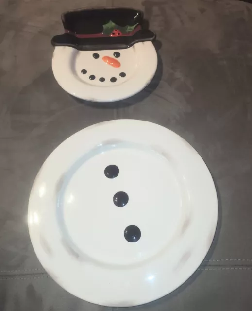 LTD Commodities 2 Piece Snowman Plate And Saucer Set