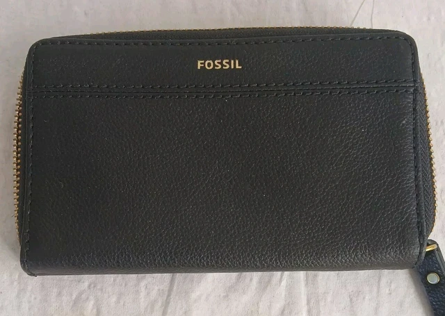FOSSIL TIEGAN ZIP Around Leather Clutch Wallet Black NWT 45.13 PicClick UK