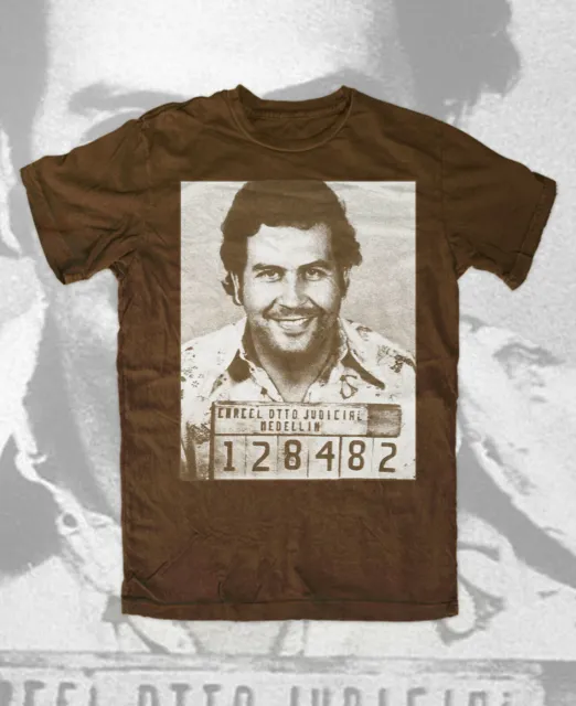 Maglietta Pablo Escobar Mugshot MARRONE, re della Coca-Cola, cocaina, don pablo, DROGA,