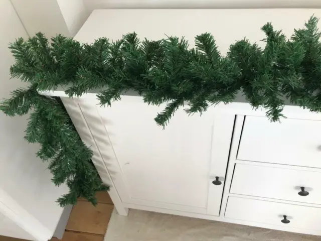 270cm (9ft) x 25cm Imperial Pine Christmas Garland Decoration Plain Green