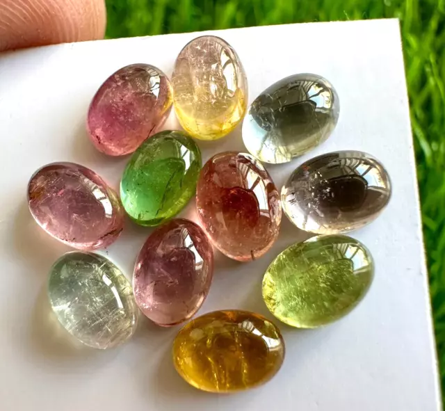 Natural Multi Tourmaline Oval Loose Gemstone Cabochon 7x5 MM 11Pcs Lot 10 Cts