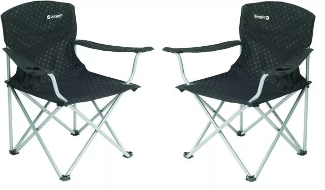 2x Outwell Catamarca Folding Chair Camping Caravan Fishing Black 2022 125kg