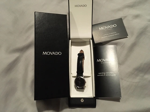 MOVADO Womens Museum BLK 24mm Dial- Lizard Band Swiss Made . Retails $695