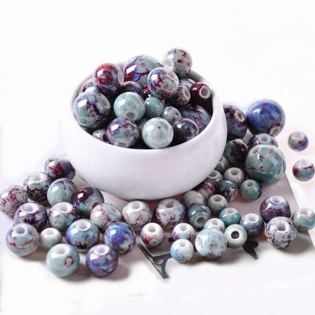 Round Ceramic Beads Handmade Porcelain DIY Hole Beads For Jewelry Making