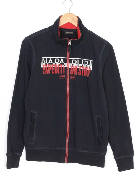 NAPAPIJRI Maglione con zip intera da uomo taglia M misto cotone blu navy