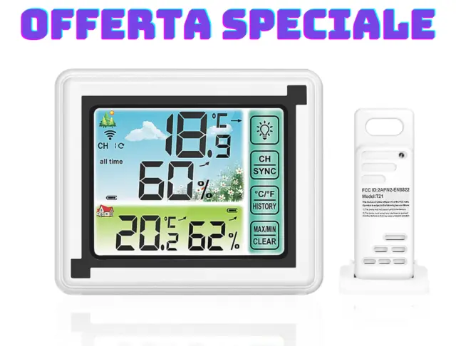STAZIONE METEO CON sensore esterno termometro digitale igrometro interno  esterno EUR 39,48 - PicClick IT