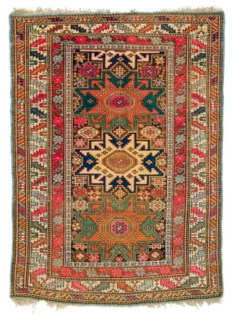 Lesghi Star Caucasian Antique Rug 19th Century North East Caucasus