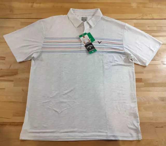 MEN'S CALLAWAY SHORT Sleeve Stretch Wicking Golf Polo Shirt XL White ...