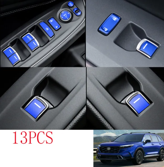 Blue Aluminum Inner Window Door Lock Control Decoration For Honda CR-V 2023-2024