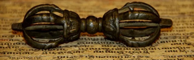 Rare Tibet Tibetan 1600s Old Antique Buddhism Bronze "Five Pronged" Vajra Dorje" 3