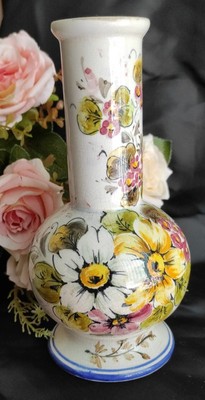 Qualità pesante fatto a mano Chiaro & Blu Floreale a Forma di Fiore Vaso di cristallo 35 cm in buonissima condizione 