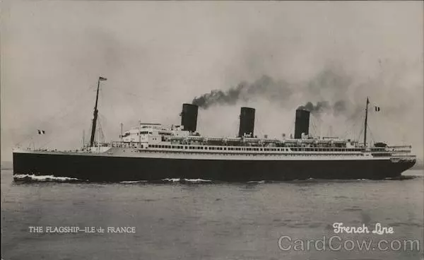 Steamer The Flagship Ile de France Antique Postcard Vintage Post Card