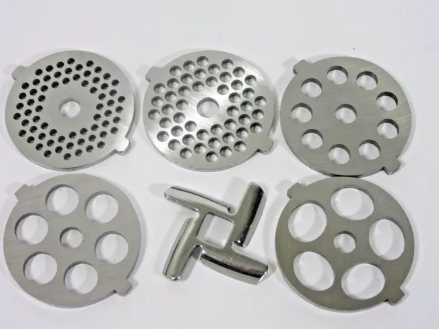 Kitchenaid FGA meat grinder discs and NEW DESIGN cutting blade 6 pcs total