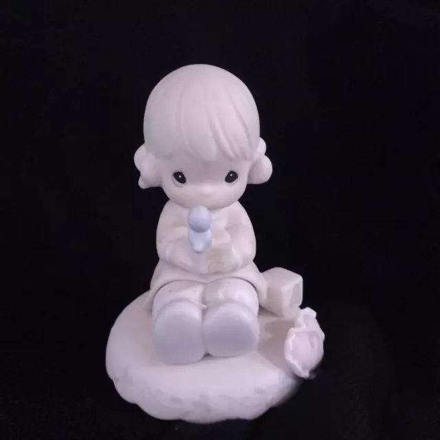 1994 Precious Moments White Blue Growing in Grace Age 2 Ceramic Decor Figurine