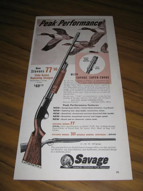 1954 Print Ad of Stevens Model 820-SC Super-Choke Pump Action Shotgun