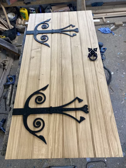 Large Solid Oak Front Door Antique Period Reclaimed Old Wood Metal Cast Iron