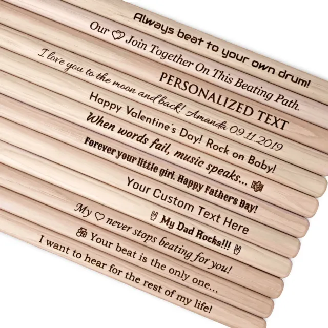 Customized Drumsticks Personalized Engraved Drum Sticks 1PAIR Gift for Musician 