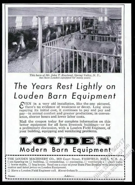 1932 Guernsey cow photo Louden barn equipment vintage print ad