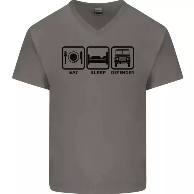 Eat Sleep 4X4 Off Road Roading Car Mens V-Neck Cotton T-Shirt