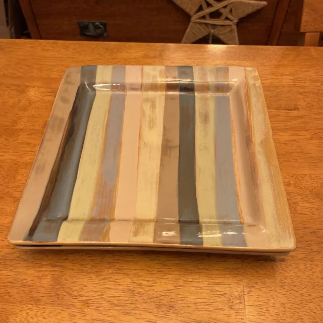 Tabletops Gallery York Square Striped Plate - Dinner Plate 10 1/2" x 10 1/2" (2)