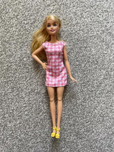 Girls Blonde Poseable Barbie Doll Toy