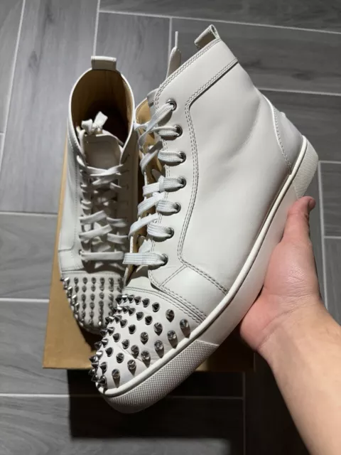 Christian Louboutin Mens Louis Flat High Top White Calfskin  Sneakers 46 US13 3
