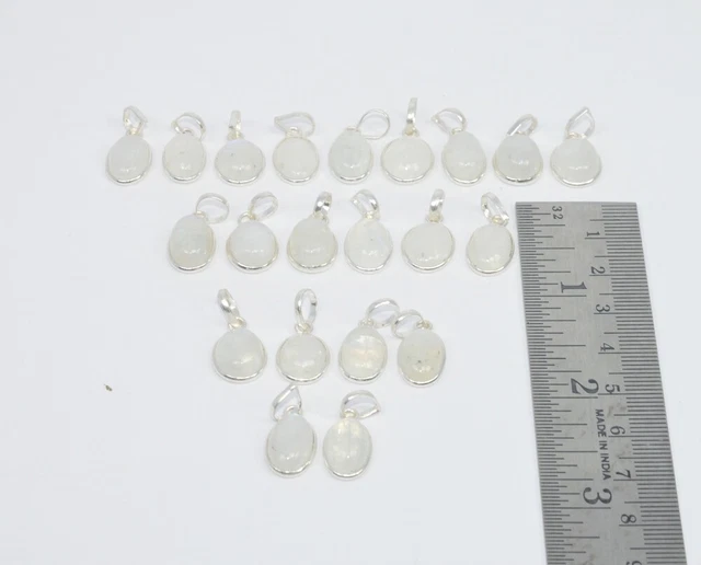 Wholesale 21Pc 925 Sterling Silver White Rainbow Moon Stone Pendant Lot  O b194