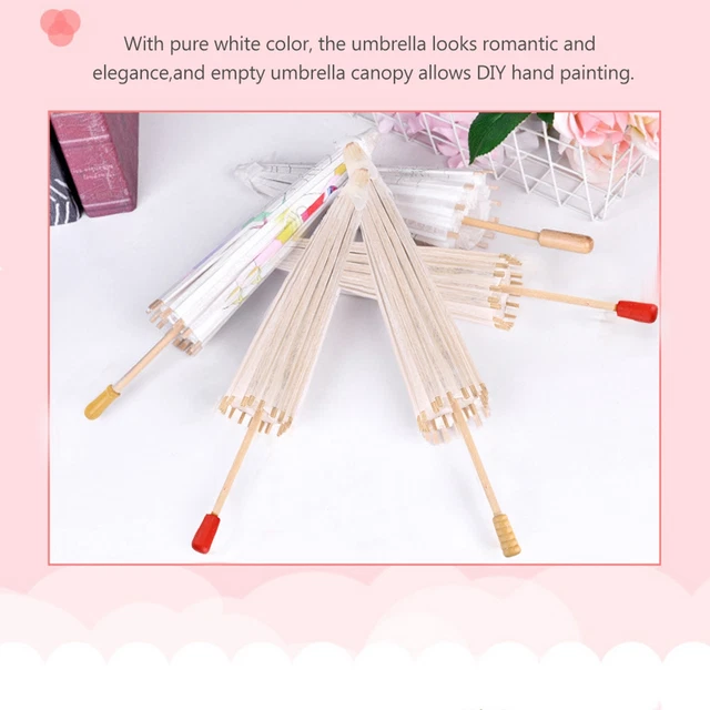 20cm White Color Paper Decorative Umbrella Parasol School Decor Photo