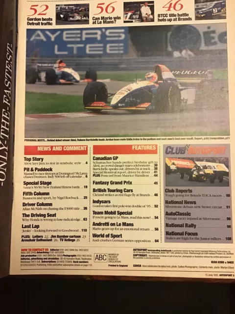 Autosport 15th June 1995 Alesi wins Canadian GP, Cleland BTCC Brands Hatch 2