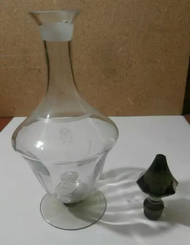 Bellissimo antico Decanter vetro Murano con incisione floreale