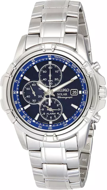 Men'S SSC141 Stainless Steel Solar Watch with Blue Dial 2