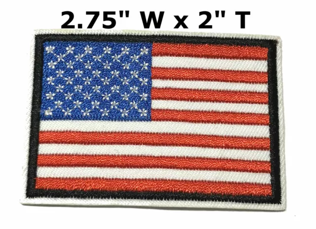 AMERICAN FLAG EMBROIDERED PATCH Hook Loop WHITE BORDER US UNITED STATES SHOULDER