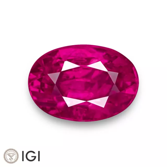 IGI Certified MOZAMBIQUE Ruby 1.08 Ct. Natural Untreated OVAL Vivid Pinkish Red