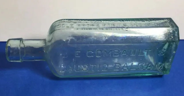 Antique Medicine Bottle Aqua J.e. Combault’s Caustic Balsam Lawrence Williams Co