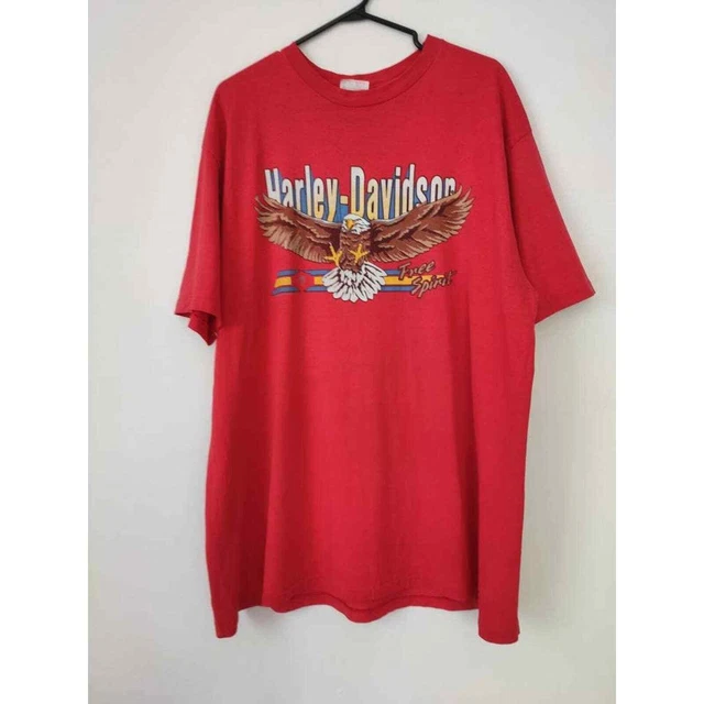 Vintage 1988 sz 2XL Harley Davidson Red Free Spirit Eagle Cincinnati t-shirt tee
