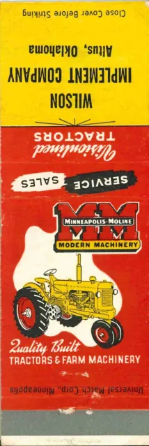 Matchbook Cover Minneapolis Moline Tractor Wilson Imp Co Altus Oklahoma