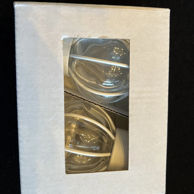 IKEA BLAST Pair of Glass Globe White Curtain Rod Finials Ends Caps 303.331.87
